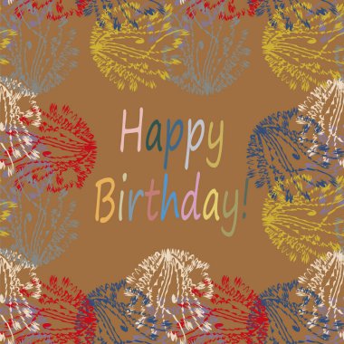 Çiçek desenli harflerle kutlu olsun çok renkli el çekilmiş