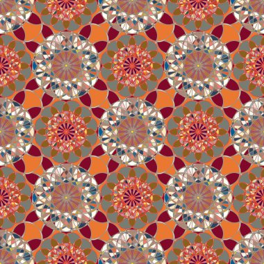 Renkli farklı renk seçenekleri sunan mozaik mandala arka plan