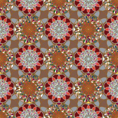 Renkli farklı renk seçenekleri sunan mozaik mandala arka plan