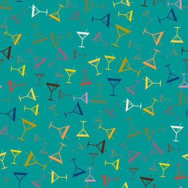 Tropik kokteyller desen, renkli kesintisiz vektör çizim
