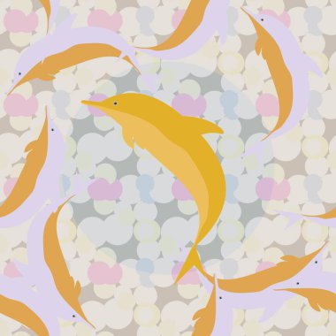 Dekoratif renkli seamless modeli sevimli yunuslar ile