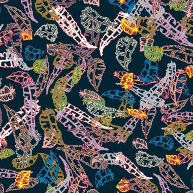 Memphis tarzı zemin ağaç yaprakları 