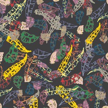 Memphis tarzı zemin ağaç yaprakları 