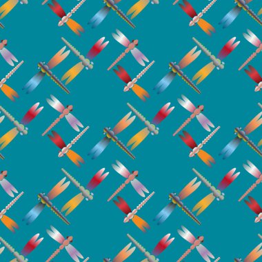 Dekoratif renkli seamless modeli ile şirin yusufçuk