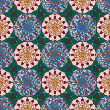 Renkli farklı renk seçenekleri sunan mozaik mandala arka plan