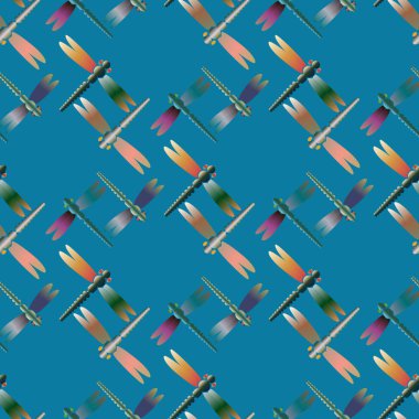 Dekoratif renkli seamless modeli ile şirin yusufçuk