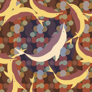 Dekoratif renkli seamless modeli sevimli yunuslar ile