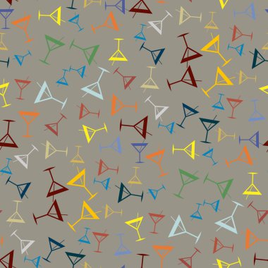 Tropik kokteyller desen, renkli kesintisiz vektör çizim