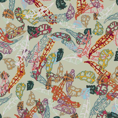 Memphis tarzı zemin ağaç yaprakları 