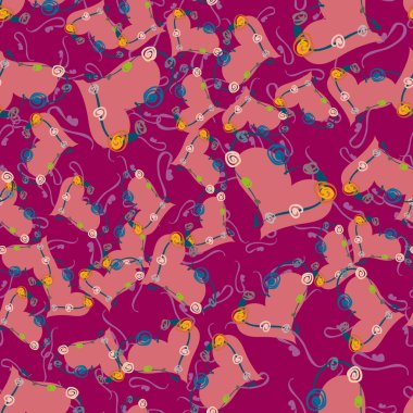 Soyut kalp doodle arka plan için seamless modeli. 