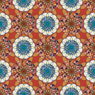 Renkli farklı renk seçenekleri sunan mozaik mandala arka plan