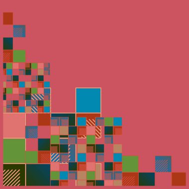 renkli soyut grafik piksel, vektör çizim küpleri ve kareler