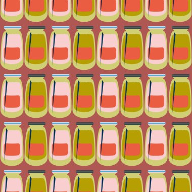 Kavanoz ile rustik ev konserve yeni dikişsiz desen arka planı için.