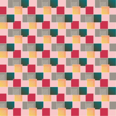 sanatsal küpleri ve kareleri şekiller duvar kağıdı, sorunsuz tasarlamak vektör çizim 