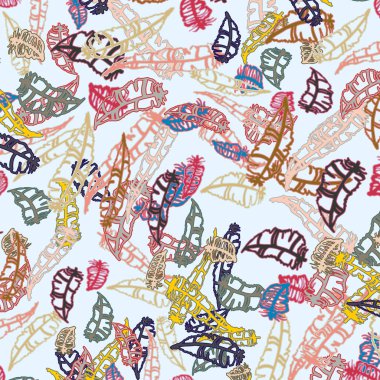 Memphis tarzı zemin ağaç yaprakları 