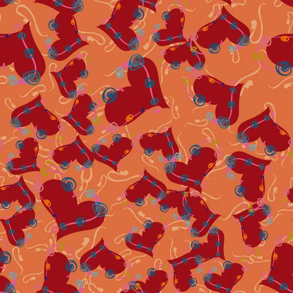 Soyut kalp doodle arka plan için seamless modeli. 