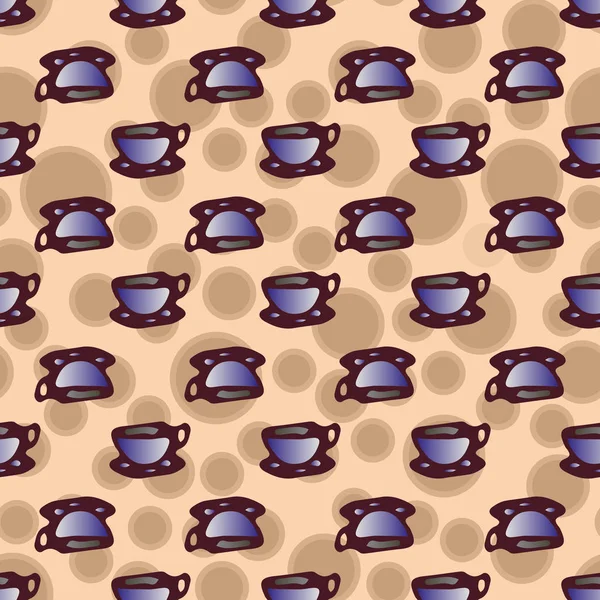 Tazas Café Con Puntos Patrón Sin Costuras Fondo — Vector de stock