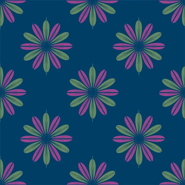 Abstracte Geometrische Naadloze Patroon Met Bloemen Voor Achtergrond — Stockvector