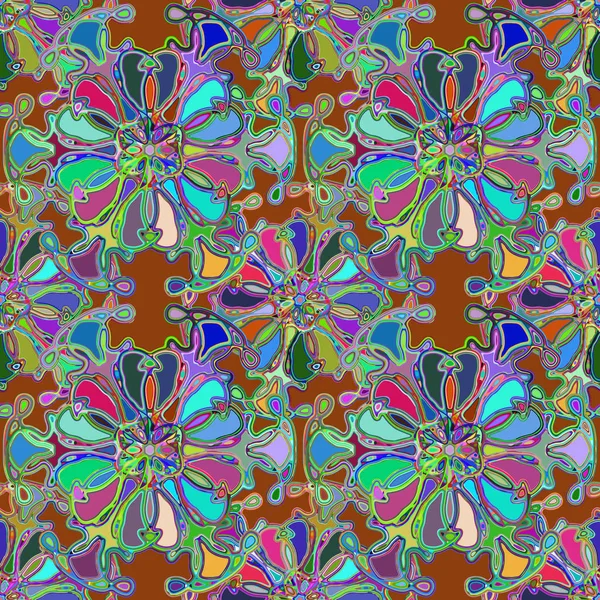 Abstraktes Kaleidoskop Farbenfroher Nahtloser Muster Für Hintergrund — Stockvektor