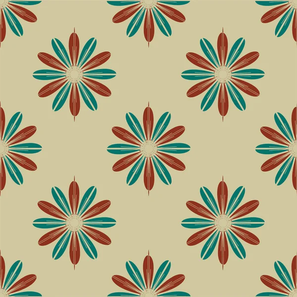 Abstracte Geometrische Naadloze Patroon Met Bloemen Voor Achtergrond — Stockvector