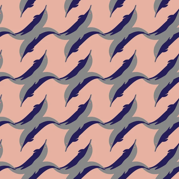 装饰彩色无缝图案与可爱的海豚 — 图库矢量图片