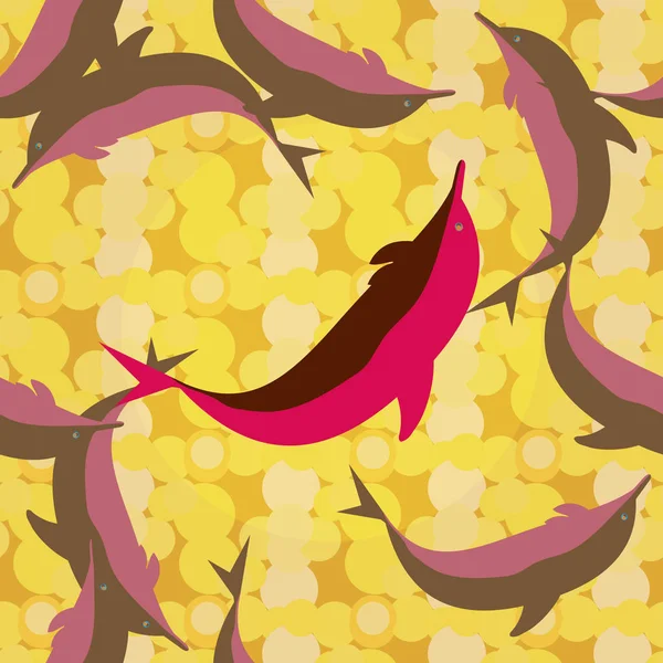 Dekoratif renkli seamless modeli sevimli yunuslar ile