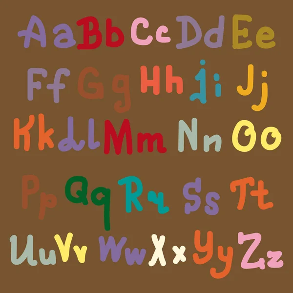 Разноцветные Буквы Алфавита Нарисованные Вручную Обычном Фоне — стоковый вектор