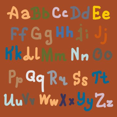 Çok renkli el alfabesi harfleri üzerinde düz arka plan çekilmiş.