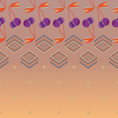 Şirin kiraz seamless modeli. Vektör çizim.