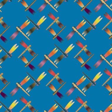 Dekoratif renkli seamless modeli ile şirin yusufçuk