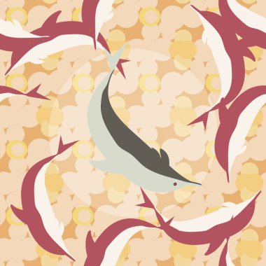 Dekoratif renkli seamless modeli sevimli yunuslar ile