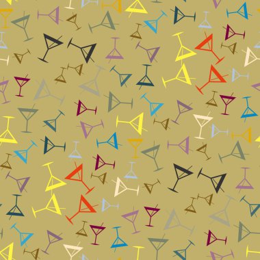 Tropik kokteyller desen, renkli kesintisiz vektör çizim