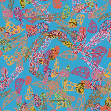 Memphis tarzı zemin ağaç yaprakları 