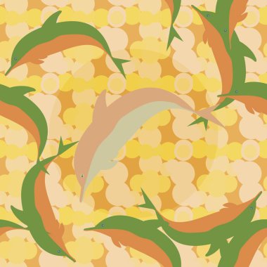 Dekoratif renkli seamless modeli sevimli yunuslar ile