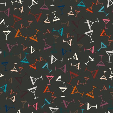 Tropik kokteyller desen, renkli kesintisiz vektör çizim