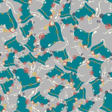 Soyut kalp doodle arka plan için seamless modeli. 