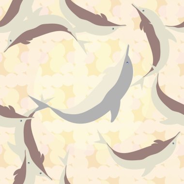 Dekoratif renkli seamless modeli sevimli yunuslar ile