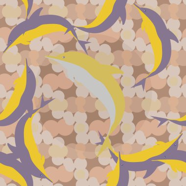 Dekoratif renkli seamless modeli sevimli yunuslar ile