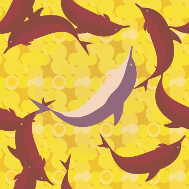 Dekoratif renkli seamless modeli sevimli yunuslar ile