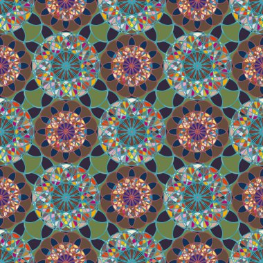 Renkli farklı renk seçenekleri sunan mozaik mandala arka plan