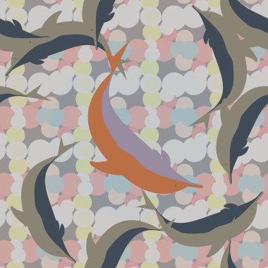 Dekoratif renkli seamless modeli sevimli yunuslar ile