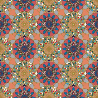 Renkli farklı renk seçenekleri sunan mozaik mandala arka plan