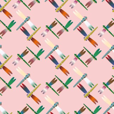 Dekoratif renkli seamless modeli ile şirin yusufçuk