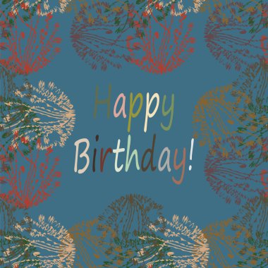 Çiçek desenli harflerle kutlu olsun çok renkli el çekilmiş