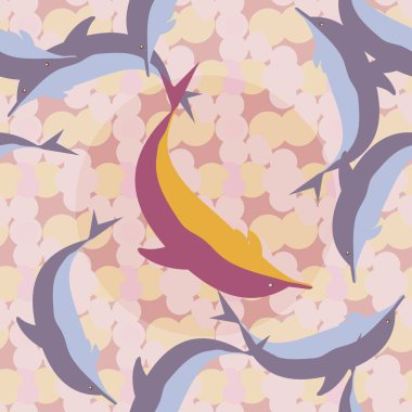 Dekoratif renkli seamless modeli sevimli yunuslar ile