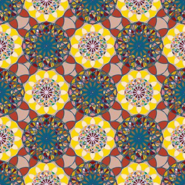 Renkli farklı renk seçenekleri sunan mozaik mandala arka plan