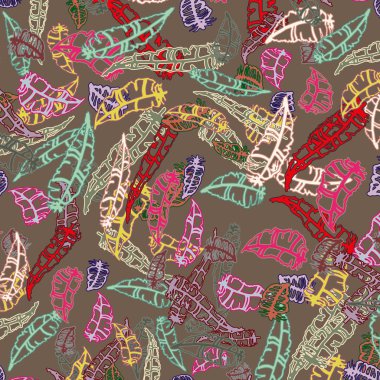 Memphis tarzı zemin ağaç yaprakları 