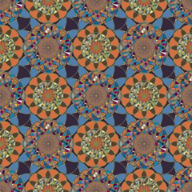 Renkli farklı renk seçenekleri sunan mozaik mandala arka plan