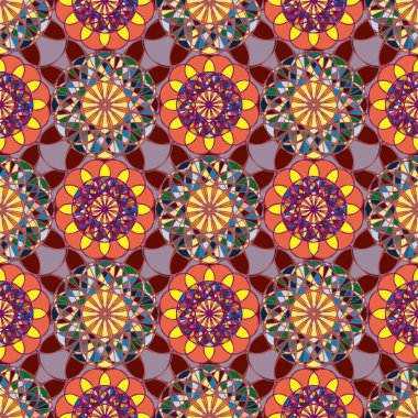 Renkli farklı renk seçenekleri sunan mozaik mandala arka plan