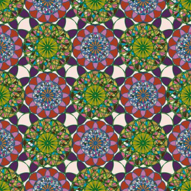 Renkli farklı renk seçenekleri sunan mozaik mandala arka plan